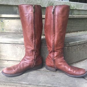 Guess Tall Leather Riding Boot TAN BROWN